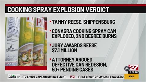 Cooking spray burn victim awarded $7.1 million after can 'exploded into a fireball'